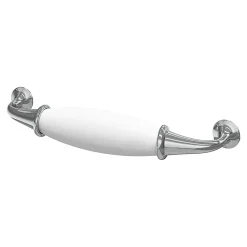Hot GoodHome Poignée de meuble nœud Porcelaine Vras chrome brillant l.14.2cm x h.2cm x p.3.7cm