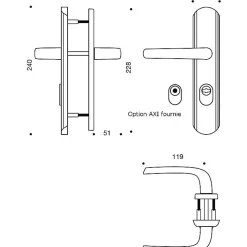 Discount Vachette Poignée de porte d'entrée blindée - Secumax Up - - Gris argent - Clé I - 170 mm à 216 mm