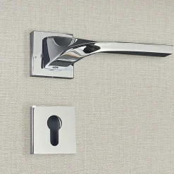 Hot Katchmee Poignée de porte design à cylindre finition aspect chrome brillant Angela -