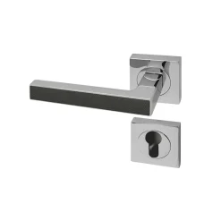 Reivilo Poignée de porte d'intérieur Premium chrome Cuir Basalte à cylindre* Poignée Sur Rosace