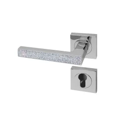 Reivilo Poignée de porte d'intérieur Premium chrome Strass à cylindre* Poignée Sur Rosace
