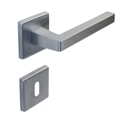 Sale Hardwarexchange Poignée de porte intérieure sur rosaceZamac chrome satiné mat Avec ressort de rappel