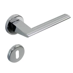 Discount Hardwarexchange Poignée de porte intérieure sur rosace Zamac chrome brillant Avec ressort de rappel
