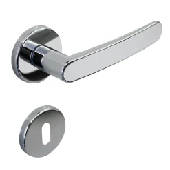 Clearance Hardwarexchange Poignée de porte intérieure sur rosace Zamac chrome brillant Avec ressort de rappel