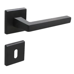 Clearance Hardwarexchange Poignée de porte intérieure sur rosaceZamac epoxy noir mat Avec ressort de rappel