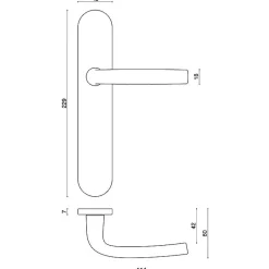 New Vachette Poignée de porte intérieure - Logio - - Gris argent - Clé L - 195 mm