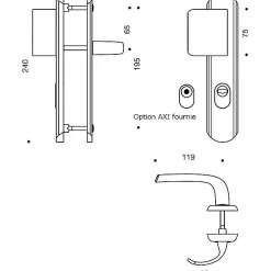 Outlet Vachette Poignée de porte palière blindée - Secumax - - Gris argent - Clé I - 195 mm