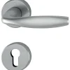 Discount Hoppe Poignée de porte sur rosace ronde - New York - - inox mat - Clé I
