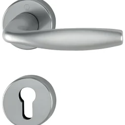 Discount Hoppe Poignée de porte sur rosace ronde - New York - - inox mat - Clé I