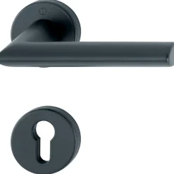 Online Hoppe Poignée de porte sur rosace ronde - Stockholm - - Noir mat - Clé I