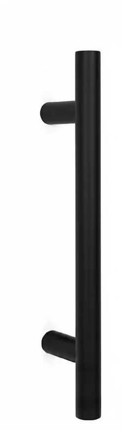 Discount Hardwarexchange Poignée de tirage Diamètre 30 mm - Entraxe350 - S80 - A70 - L500 mm - inclinée 45 - INOX 304 Laqué RAL 9005 Noir Mat