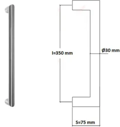 Clearance Hardwarexchange Poignée de tirage Diamètre 30 mm - Entraxe350 mm - INOX 304 poli