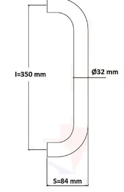 Clearance Hardwarexchange Poignée de tirage Diamètre 32 mm - Entraxe350 mm - INOX 304 Laqué RAL 9005 Noir Mat