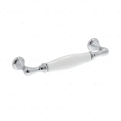 Hardwarexchange Poignée pour meubles en zamac et porcelaine Entraxe 96 chrome poli* Poignée De Meuble