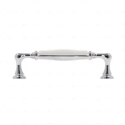 Hardwarexchange Poignée pour meubles en zamac et porcelaine Entraxe 96 chrome poli* Poignée De Meuble