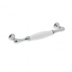 Hardwarexchange Poignée pour meubles en zamac et porcelaine Entraxe 128 chrome poli* Poignée De Meuble