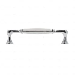 Hardwarexchange Poignée pour meubles en zamac et porcelaine Entraxe 128 chrome poli* Poignée De Meuble