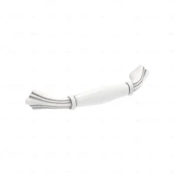 Hardwarexchange Poignée pour meubles en zamac et Porcelaine Entraxe 96 Patine royale blanche argentée* Poignée De Meuble