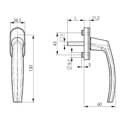 Outlet Acbat Poignée PVC blanc pour fenêtre L.118 mm vendue par 3 pièces