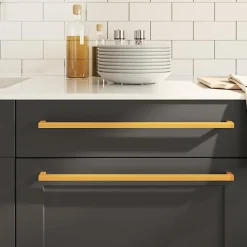 New Vidaxl Poignées d armoire 5 pcs doré 480 mm acier inoxydable