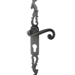 Secury-T Poignées de porte fer forgé COQ vieil argent 330X36 mm Trou de cylindre i* Poignée Sur Plaque