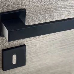 Discount Secury-T Poignées de porte sur rosace noir mat - Modèle Mathilda Trou de clé L
