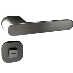 Secury-T Poignées de porte sur rosace oblongue Canon de fusil / Gris anthracite - Modèle Marina à condamnation