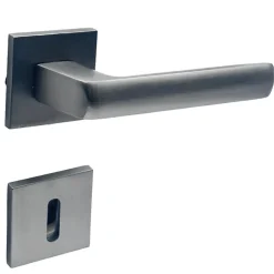 Secury-T Poignées de porte sur rosace canon de fusil / anthracite carré - Modèle Fabrizia Trou de clé L* Poignée Sur Rosace