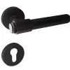 Secury-T Poignées de porte sur rosace ronde noir mat industriel - Modèle Ema Trou de cylindre i* Poignée Sur Rosace