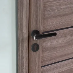 Secury-T Poignées de porte sur rosace ronde noir mat industriel - Modèle Ema Trou de cylindre i* Poignée Sur Rosace
