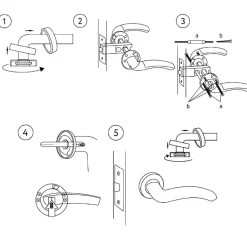 Secury-T Poignées de porte sur rosace ronde noir mat industriel - Modèle Ema Trou de cylindre i* Poignée Sur Rosace