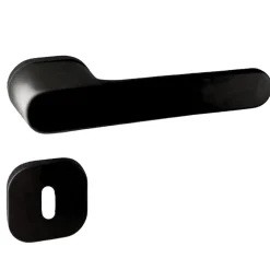 Outlet Secury-T Poignées de porte sur rosace oblongue noir mat - Modèle Marina Trou de clé L
