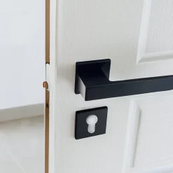 Clearance Secury-T Poignées de porte sur rosace noir mat - Modèle Mathilda Trou de cylindre i
