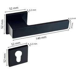 Clearance Secury-T Poignées de porte sur rosace noir mat - Modèle Mathilda Trou de cylindre i