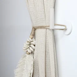 Mobois Porte embrasse moderne bois de hêtre blanc Ø11 cm L.50cm blanc - 2 pièces