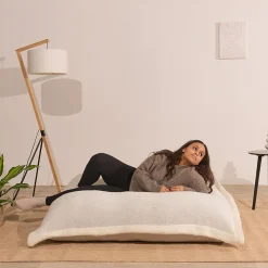 New Bananair Pouf bouclette déhoussable 180 x 140 cm blanc