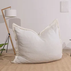 New Bananair Pouf bouclette déhoussable 180 x 140 cm blanc