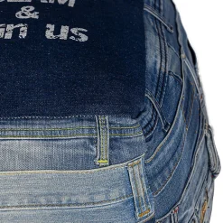 Womo-Design Pouf carré Pittsburgh 45 cm bleu pièce unique artisanal en jean rembourrage de coton* Pouf Et Poire