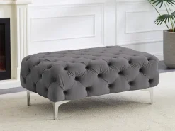 Vente-unique Pouf chesterfield en velours anthracite EDWINA* Pouf Et Poire