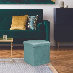 The Home Deco Factory Pouf coffre de rangement velours côtelé Giullia* Pouf Et Poire