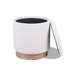 Sicaan Pouf coffre JULIETTE tissu bouclette blanc* Pouf Et Poire