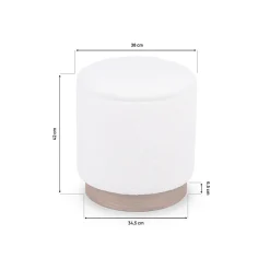 Sicaan Pouf coffre JULIETTE tissu bouclette blanc & base bois foncé* Pouf Et Poire