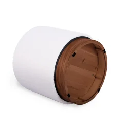 Sicaan Pouf coffre JULIETTE tissu bouclette blanc & base bois foncé* Pouf Et Poire
