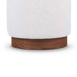 Sicaan Pouf coffre JULIETTE tissu bouclette blanc & base bois foncé* Pouf Et Poire