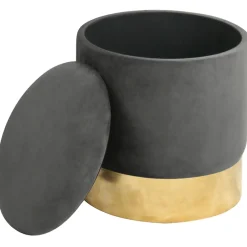 Akord Furniture Factory Pouf de Rangement avec Couvercle AKORD GOLDEN velour colour Gris Graphite hauteur 40 cm* Pouf Et Poire