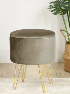 Discount Akord Furniture Factory Pouf de Rangement avec Couvercle AKORD LILI velour colour Beige hauteur 45 cm
