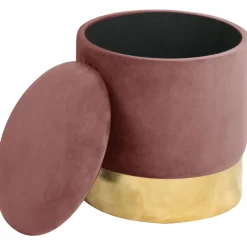 Discount Akord Furniture Factory Pouf de Rangement avec Couvercle AKORD GOLDEN velour colour Rose hauteur 40 cm