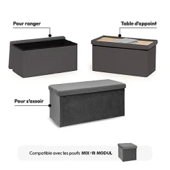 5Five Pouf double pliant Velours gris Mix N' Modul -* Pouf Et Poire