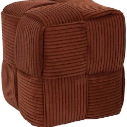 The Home Deco Factory Pouf en tissu côtelé tressé Scott