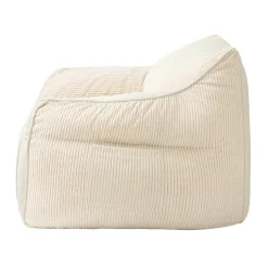 Best Bananair Pouf fauteuil velours côtelé 100x110 cm blanc cassé